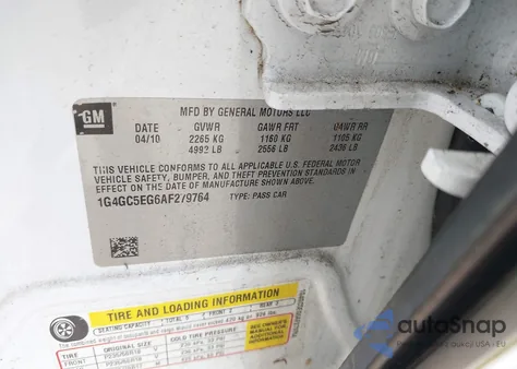 2010 Buick Lacrosse Cxl из США, поврежденный, VIN 1G4GC5EG6AF279764